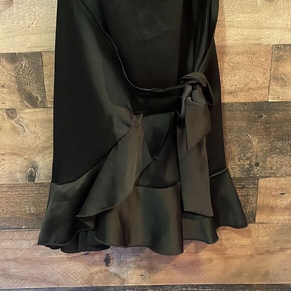 Princess Polly Black Spaghetti Strap Ruffle Wrap Dress - Picture 3 of 8